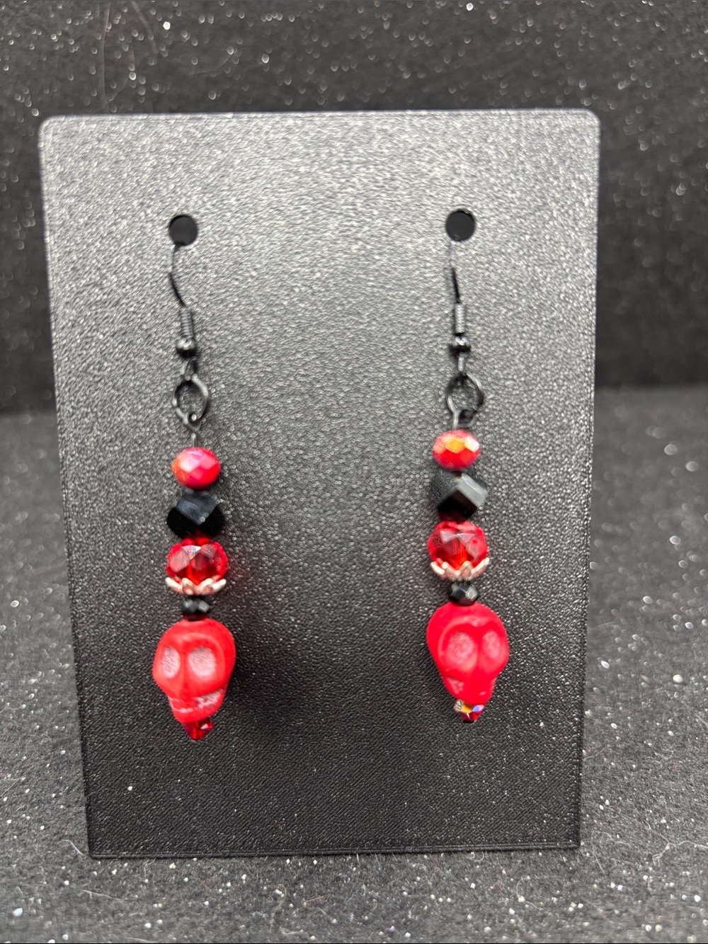 Red Skull Dangle Earrings